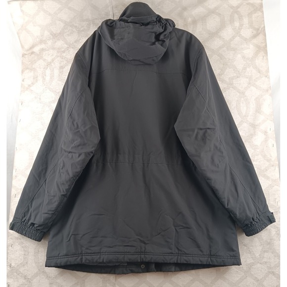 LL Bean Womens Hooded Parka Jacket Black Thinsulate Polartec Fleece Lined Size L - Picture 2 of 9